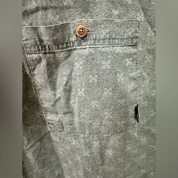 Patagonia Mens Cross Print Hemp Blend Short Sleeve Button Up Shirt Size XXL Blue - Picture 3 of 11